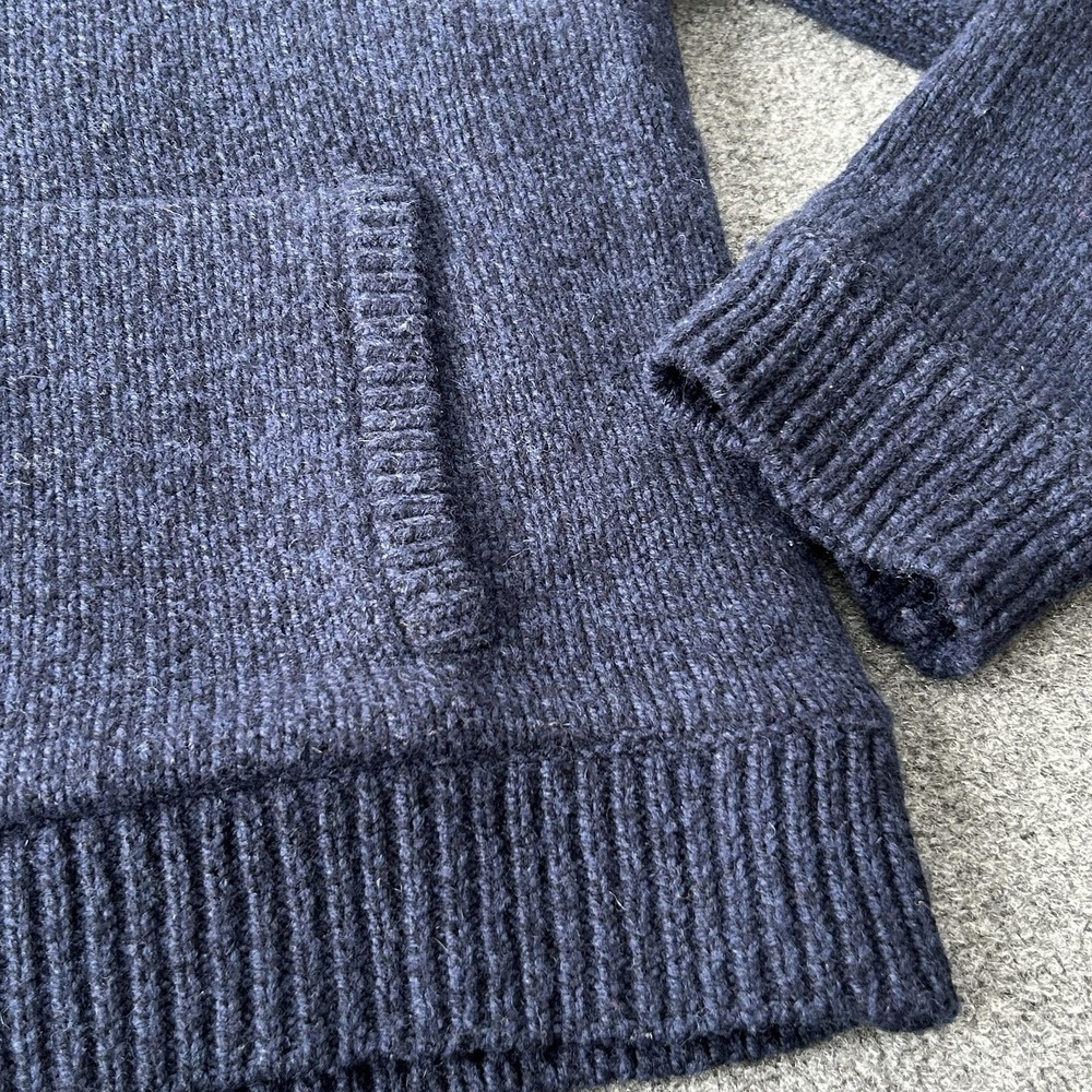 LL Bean Sweater Jacket Mens Large Blue Lambswool Full Zip Plaid Lined Cardigan - Picture 4 of 13